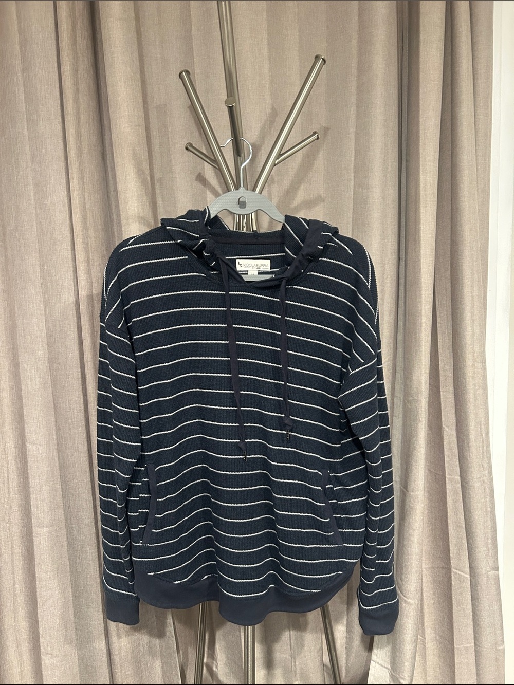 Koolaburra Navy & White Striped Hooded Pullover with pockets size M
